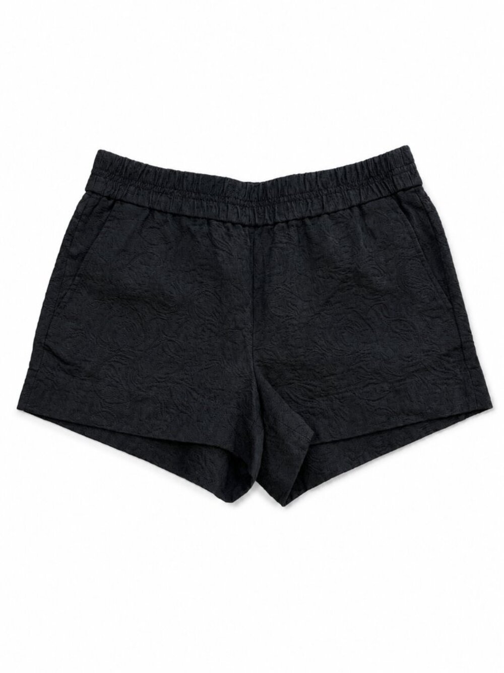 J.Crew Black Textured Pull-On Shorts Size 4 Elastic Waist Pockets